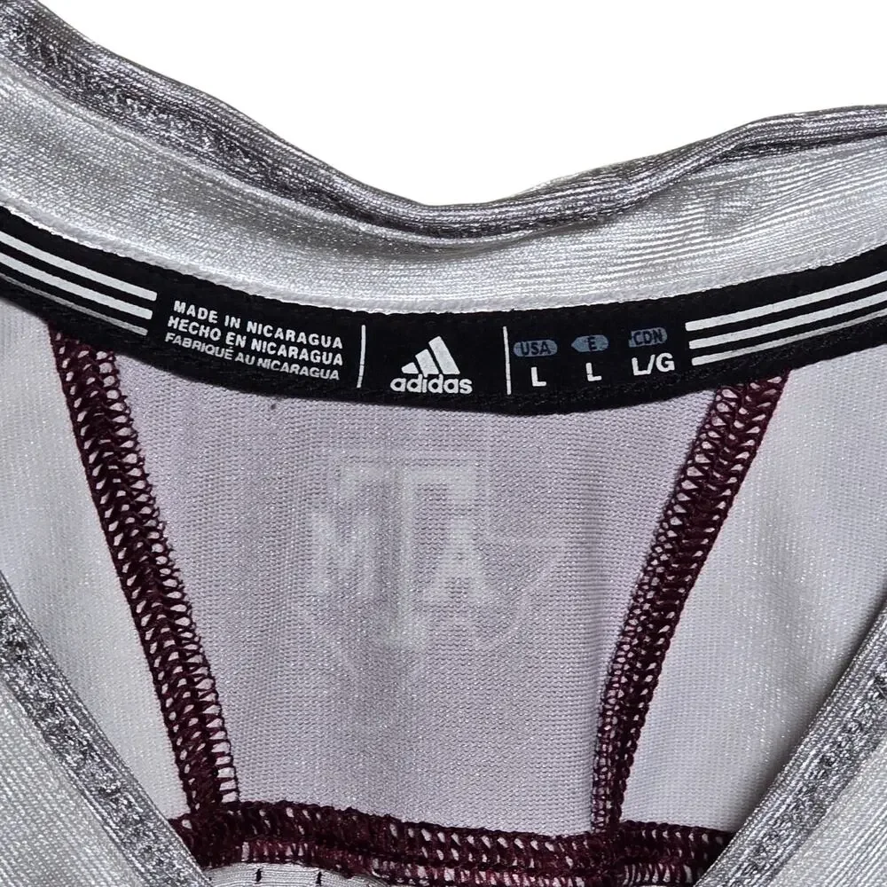 Maroon White Adidas Texas A&M Aggies Van Damme Football Jersey Men's L Large